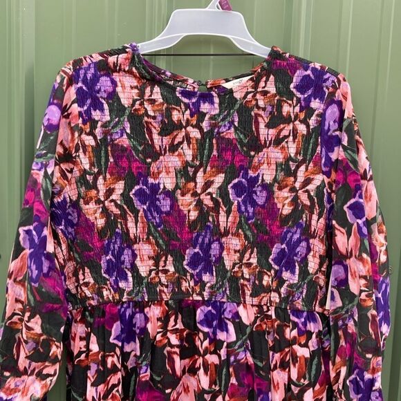 Women's Plus Size Tiered Peasant Floral Lightweight Comfy Midi Dress Size 2X - Picture 8 of 9